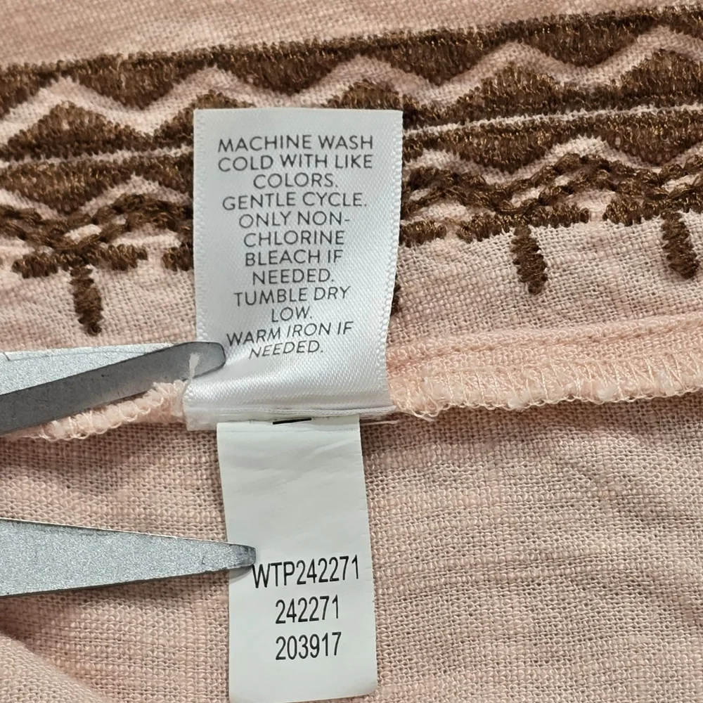 J Jill Womens Top Large Pink Peach Pretty Embroidered Office Boxy